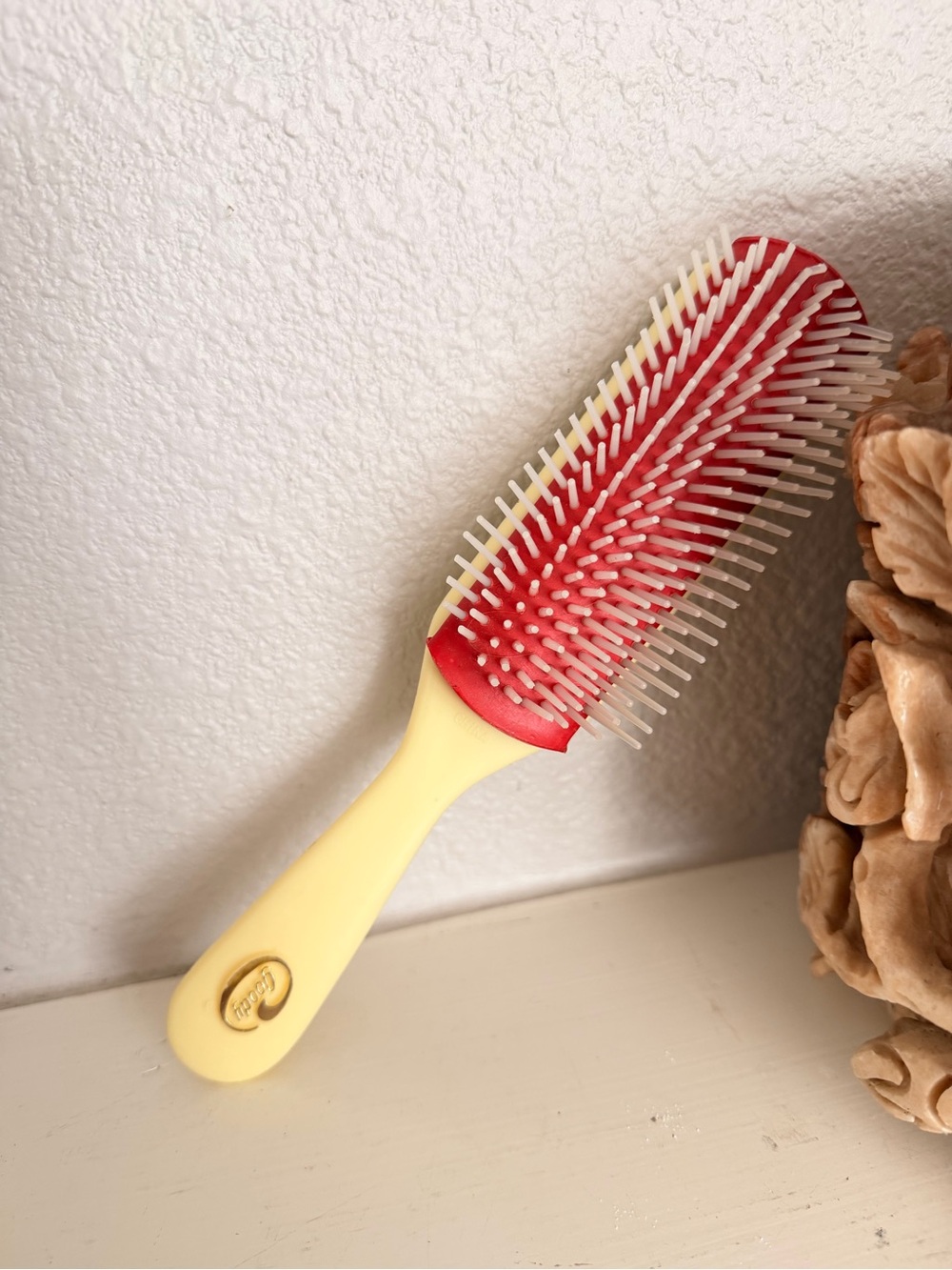 Vintage Goody Vent Hair Brush Retro Red Cream Cushion Brush USA